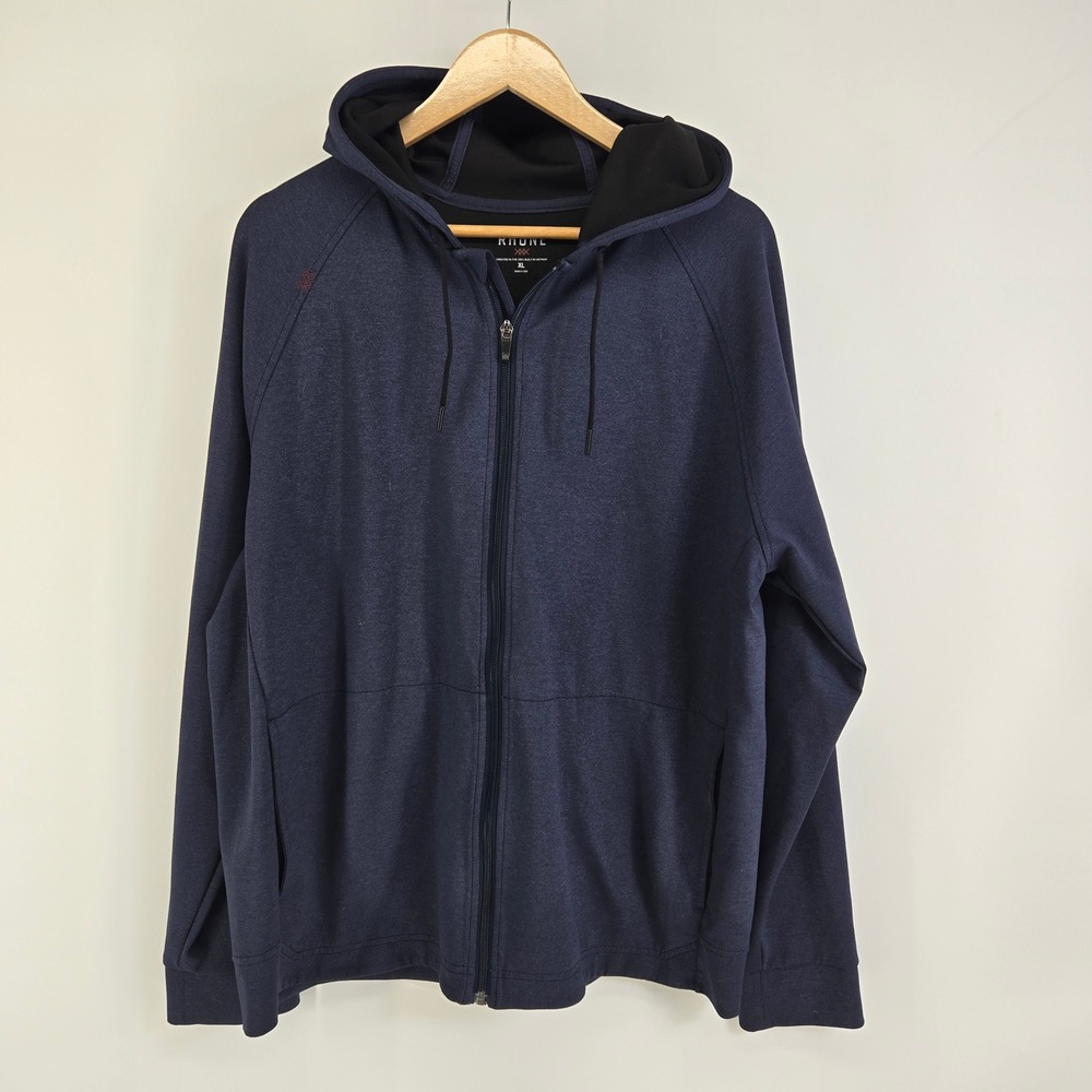 Rhone Full Zip Hoodie Sweatshirt Mens XL Navy Blue Performance Activewear Jacket